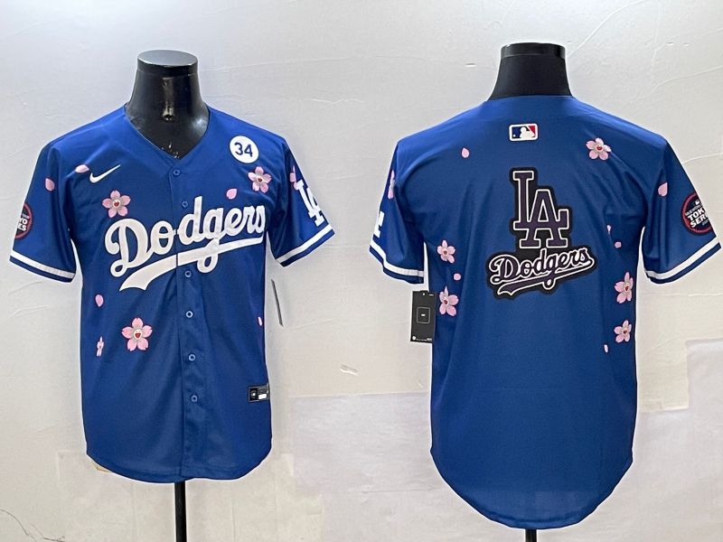 Men Los Angeles Dodgers Blank Blue Sakura Edition 2025 Nike MLB Jersey style 22